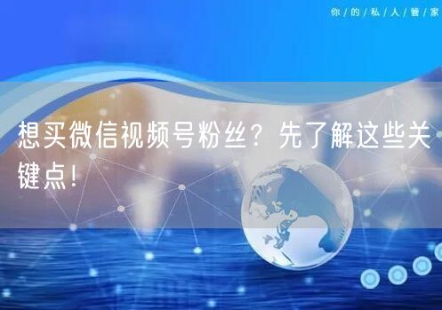 想买微信视频号粉丝？先了解这些关键点！