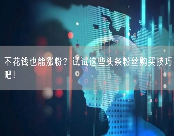 不花钱也能涨粉？试试这些头条粉丝购买技巧吧！