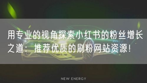 用专业的视角探索小红书的粉丝增长之道：推荐优质的刷粉网站资源！